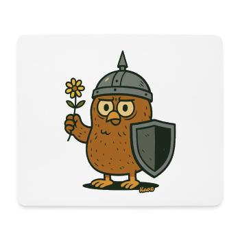 Knight Owl with Flower - Mouse Pad (horizontal) - white - Front