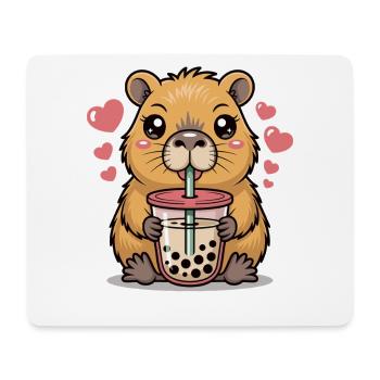 Chemise au thé bulle capybara Kawaii - Tapis de souris (format paysage) - blanc - Devant