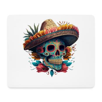 Crâne en sucre vibrant en sombrero - Tapis de souris (format paysage) - blanc - Devant