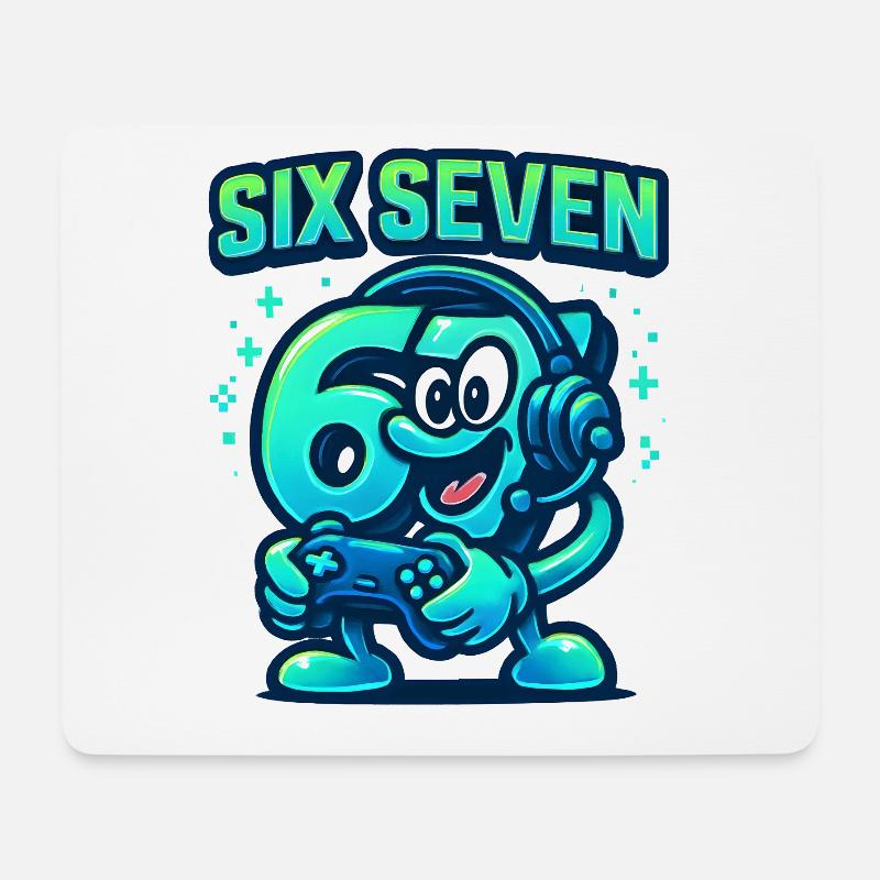 Six Seven Gamer Mascot Italian Brainrot Gaming - Mousepad (Querformat) - Weiß