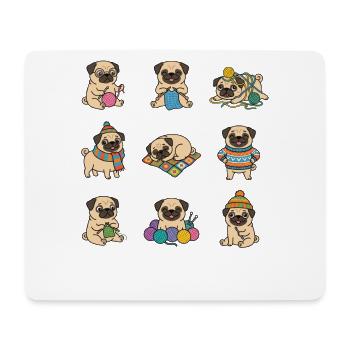 Suesser Mops Stricken Wolle Haekeln Hundeliebhaber - Mousepad (Querformat) - Weiß - Vorne