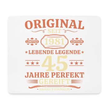 Original 1981 – Lebende Legende 45. Geburtstag - Mousepad (Querformat) - Weiß - Vorne