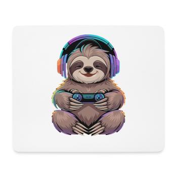  Faultier Gamer Mit Controller Und Bunter - Mousepad (Querformat) - Weiß - Vorne