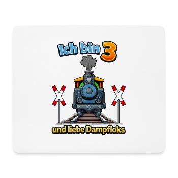 Ich bin 3 und liebe Dampfloks - Mousepad (Querformat) - Weiß - Vorne