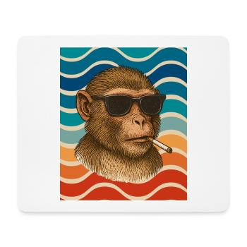 Sunglasses monkey in retro wave pattern - Mouse Pad (horizontal) - white - Front
