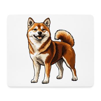 Shiba Inu Souriant - Tapis de souris (format paysage) - blanc - Devant