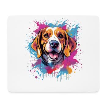 Bunter Beagle Splash Art Dog - Mousepad (Querformat) - Weiß - Vorne