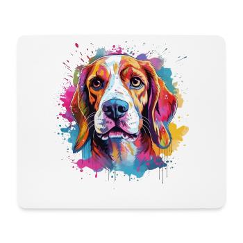Colorful Dog Splash Art Beagle - Mouse Pad (horizontal) - white - Front