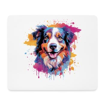 Bunte Splash-Art des Australian Shepherd Hundes - Mousepad (Querformat) - Weiß - Vorne