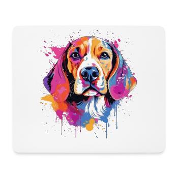 Farbenfrohe Splash-Art-Beagle-Hund - Mousepad (Querformat) - Weiß - Vorne