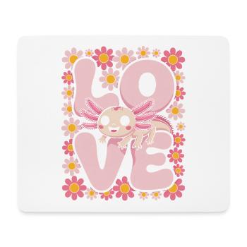 Love Axolotl in Bloom - Mouse Pad (horizontal) - white - Front