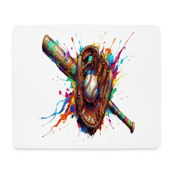 Gant Balle et Batte de Baseball Multicolore   - Tapis de souris (format paysage) - blanc - Devant