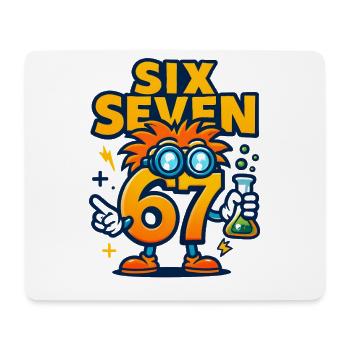 Six Seven 67 Idée de cadeau pour nerds sur l’humour scientifique - Tapis de souris (format paysage) - blanc - Devant