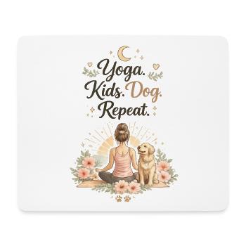 Yoga Kinder Hund Repeat lustig Mama Mutter  - Mousepad (Querformat) - Weiß - Vorne