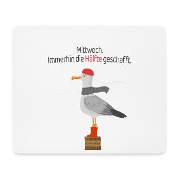  Lustiger Möwe Spruch  Mittwoch Halb Geschafft  - Mousepad (Querformat) - Weiß - Vorne