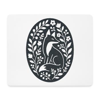 Fuchs | Waldtiere Blumen Folk Art - Mousepad (Querformat) - Weiß - Vorne