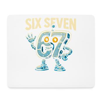 Six Seven 67 Italian Brainrot Roboter Meme Humor - Mousepad (Querformat) - Weiß - Vorne