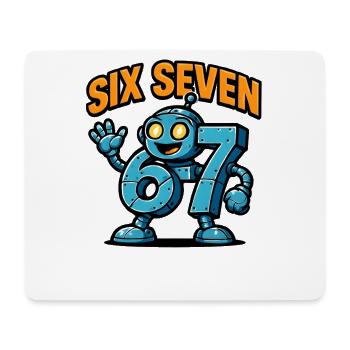 Six Seven 67 Italian Brainrot Roboter Meme Humor - Mousepad (Querformat) - Weiß - Vorne