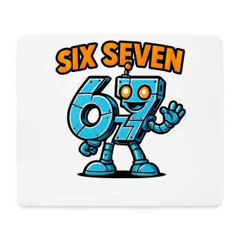 Six Seven 67 Italian Brainrot Roboter Meme Humor - Mousepad (Querformat) - Weiß - Vorne
