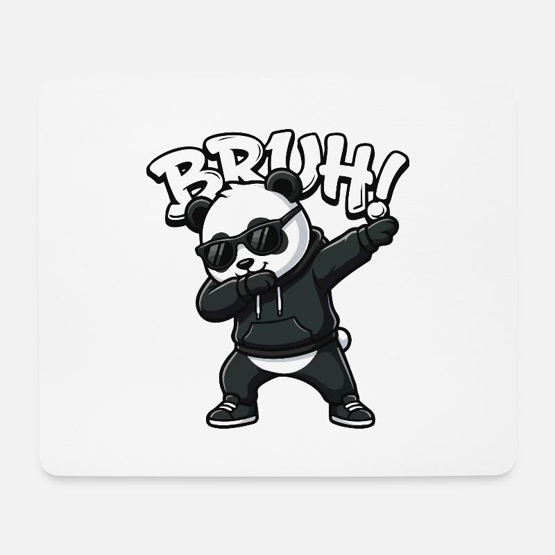 Bruh Panda Dabbing Cool Panda Bär Lustig - Mousepad (Querformat) - Weiß