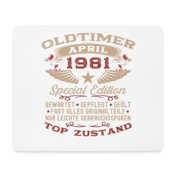 45. Geburtstag Geschenk Mann Oldtimer April 1981 - Mousepad (Querformat) - Weiß - Vorne