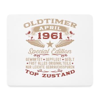65. Geburtstag Geschenk Mann Oldtimer April 1961 - Mousepad (Querformat) - Weiß - Vorne