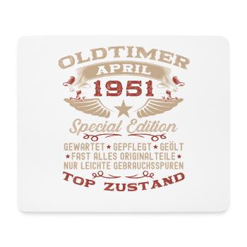 75. Geburtstag Geschenk Mann Oldtimer April 1951 - Mousepad (Querformat) - Weiß - Vorne