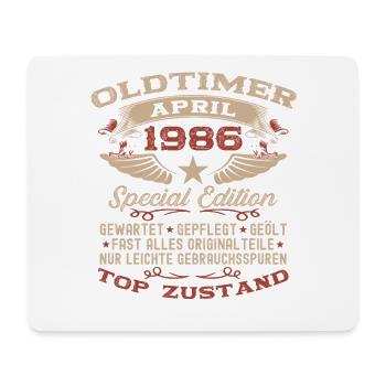 40. Geburtstag Geschenk Mann Oldtimer April 1986 - Mousepad (Querformat) - Weiß - Vorne