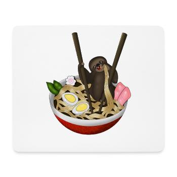 Cute Sloth Eating Ramen Japanese Noodle Bowl - Mouse Pad (horizontal) - white - Front
