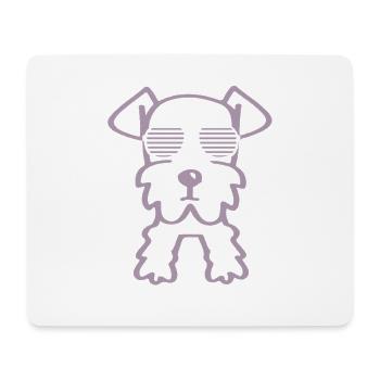 Schnauzer cool avec lunettes de soleil minimaliste - Tapis de souris (format paysage) - blanc - Devant