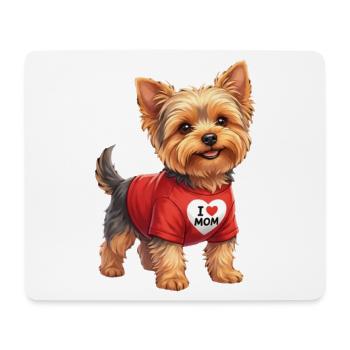 Yorkshire Terrier I Love Mom Cartoon - Mousepad (Querformat) - Weiß - Vorne