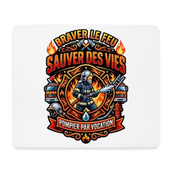 Pompier cadeau homme sapeur-pompier feu héros - Tapis de souris (format paysage) - blanc - Devant