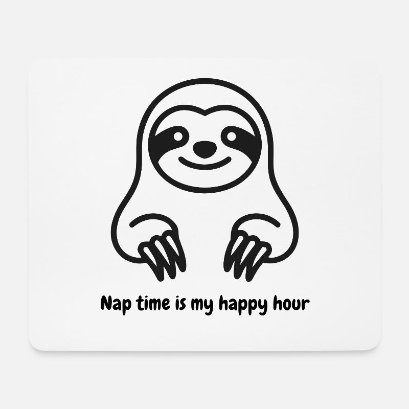 Cuddly Sloth Cartoon - Mouse Pad (horizontal) - white