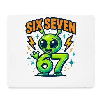 Six Seven 67 Italian Brainrot Alien Humor Lustig - Mousepad (Querformat) - Weiß - Vorne