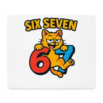 Six Seven Katze 67 Italian Brainrot Humor - Mousepad (Querformat) - Weiß - Vorne