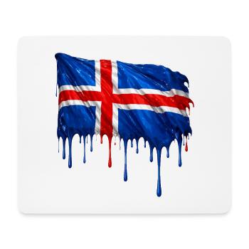 Isländische Flagge bunte Farbe - Mousepad (Querformat) - Weiß - Vorne