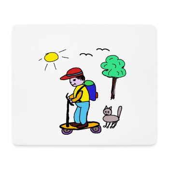 Kind Kinder Schulkind Katze Freunde  - Mousepad (Querformat) - Weiß - Vorne