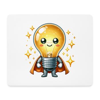 Glühbirne Superheld Helden Lampe - Mousepad (Querformat) - Weiß - Vorne