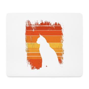 Luchs Katze Retro Wildkatze Design Naturfreund - Mousepad (Querformat) - Weiß - Vorne
