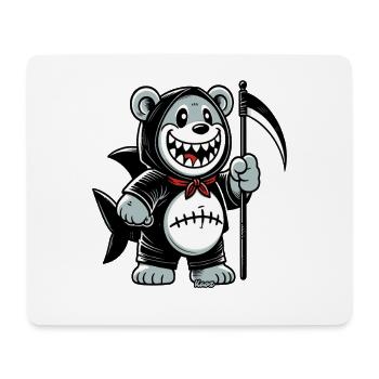 Grinsender Bär mit Sense - Mousepad (Querformat) - Weiß - Vorne