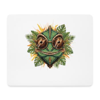 Chamäleon mit Brille im Dschungel - Mousepad (Querformat) - Weiß - Vorne