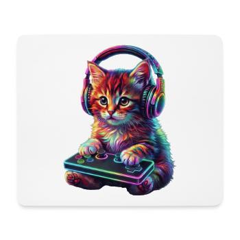 Gamer, Gaming, Video Gamer, Zocker, Katze - Mousepad (Querformat) - Weiß - Vorne
