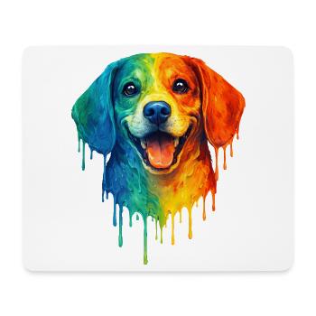 Beagle in bunten Farben - Mousepad (Querformat) - Weiß - Vorne