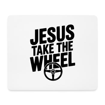 Jesus übernimmt das Rad - Mousepad (Querformat) - Weiß - Vorne