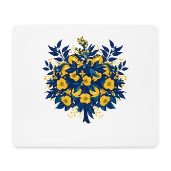 Blue Gold Flower Circle Pattern - Mouse Pad (horizontal) - white - Front