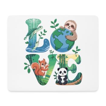Nature Love Shirt Panda Sloth Turtle - Mouse Pad (horizontal) - white - Front