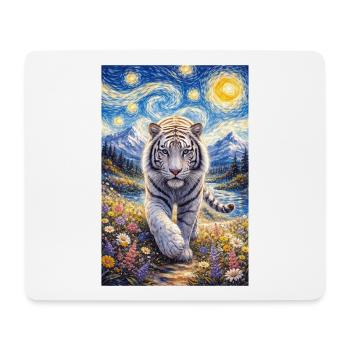 Weißer Tiger Sternennacht - Mousepad (Querformat) - Weiß - Vorne