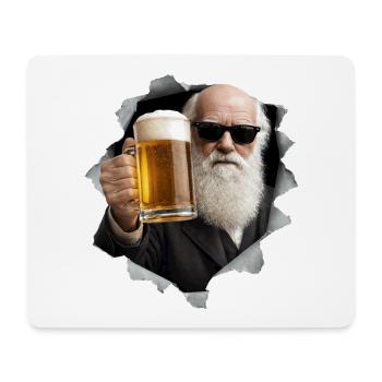 Charles Darwin hält ein Bier - Mousepad (Querformat) - Weiß - Vorne
