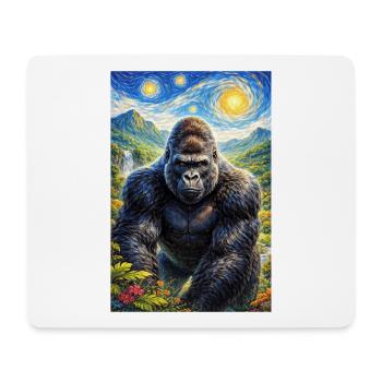 Gorilla im Sternennacht-Dschungel - Mousepad (Querformat) - Weiß - Vorne