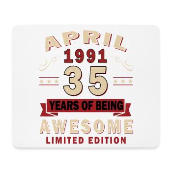 Cadeau du 35e anniversaire Mari Original avril 1991 - Tapis de souris (format paysage) - blanc - Devant